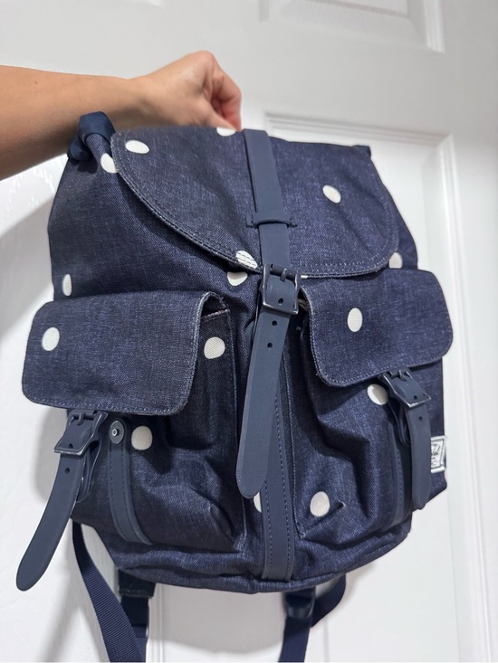 Herschel Supply Company Handbags - Herschel Supply Company Navy Blue Polka Dot Canvas Backpack